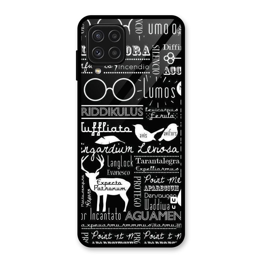 Deer Key Spell Glass Back Case for Galaxy A22 4G