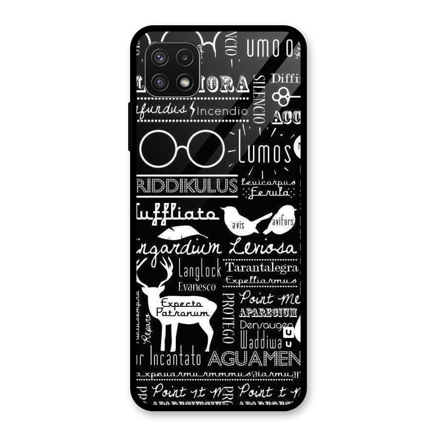 Deer Key Spell Glass Back Case for Galaxy A22 5G