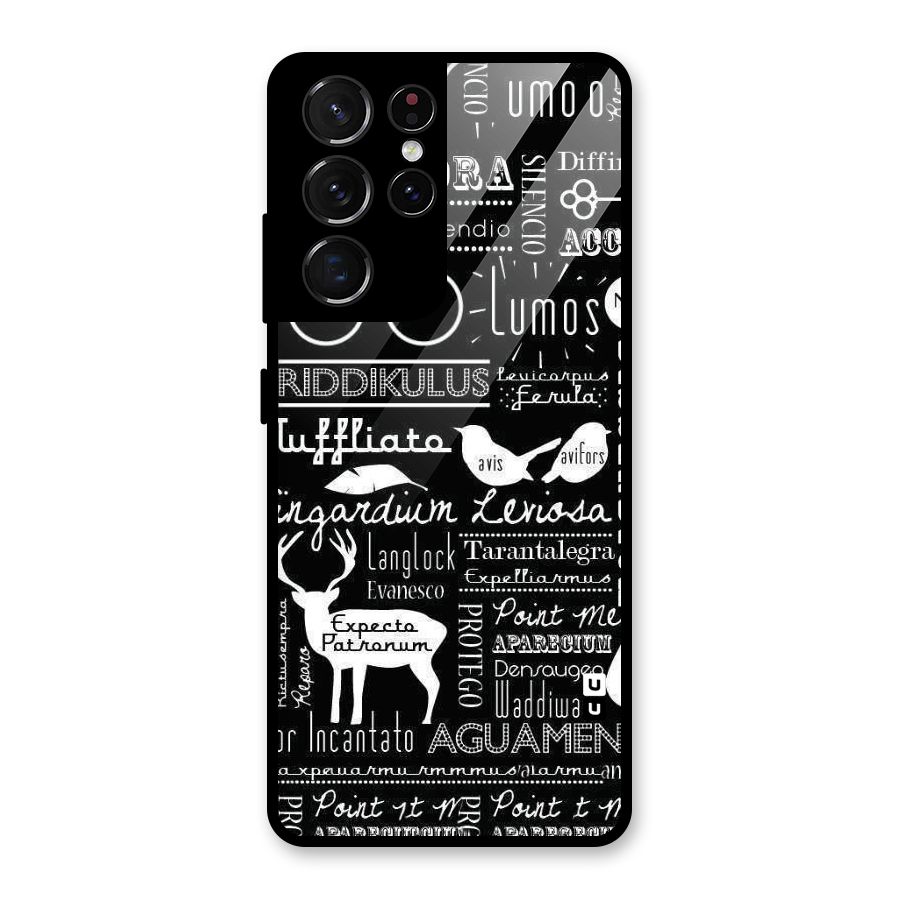 Deer Key Spell Glass Back Case for Galaxy S21 Ultra 5G