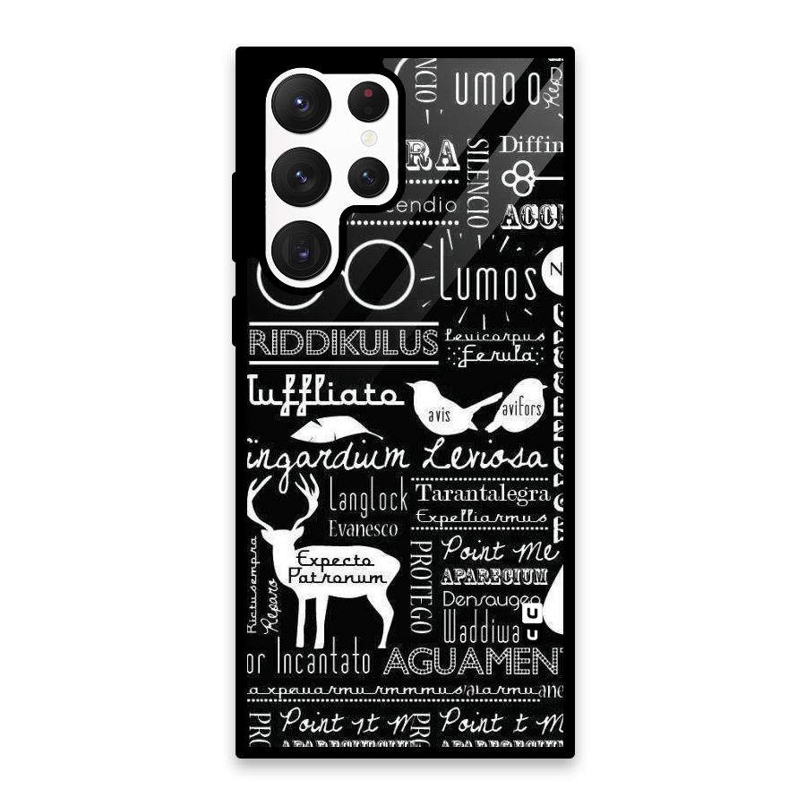 Deer Key Spell Glass Back Case for Galaxy S22 Ultra 5G