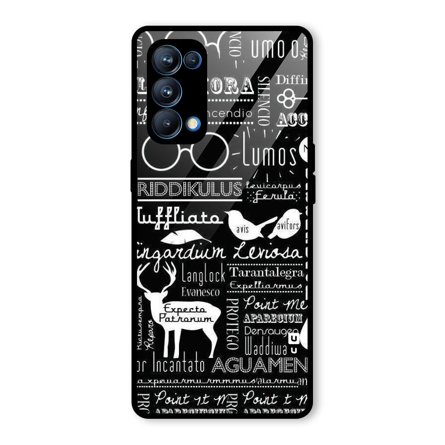 Deer Key Spell Glass Back Case for Oppo Reno5 Pro 5G