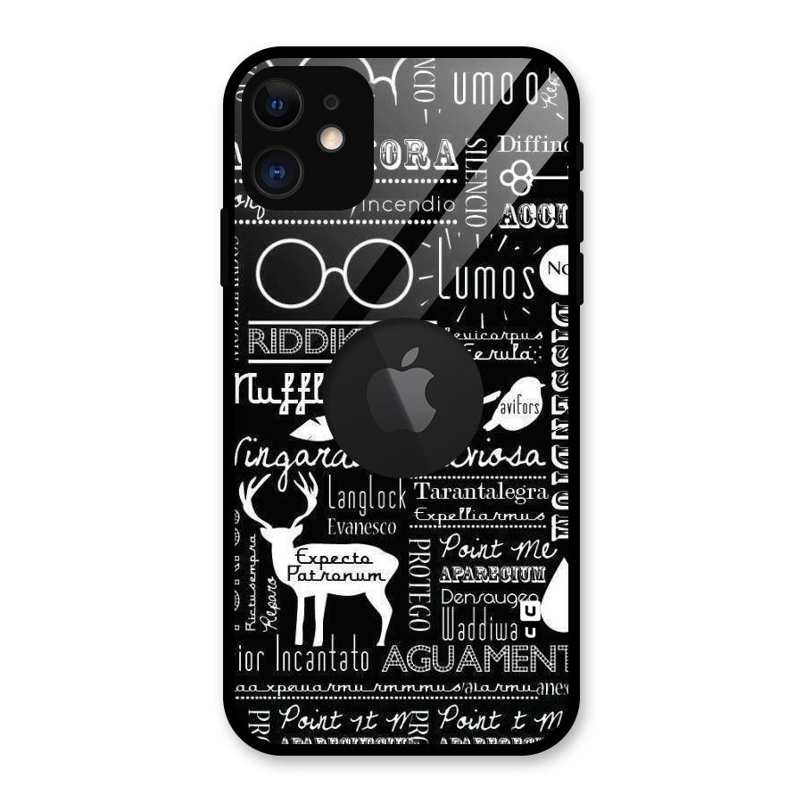 Deer Key Spell Glass Back Case for iPhone 11 Logo Cut