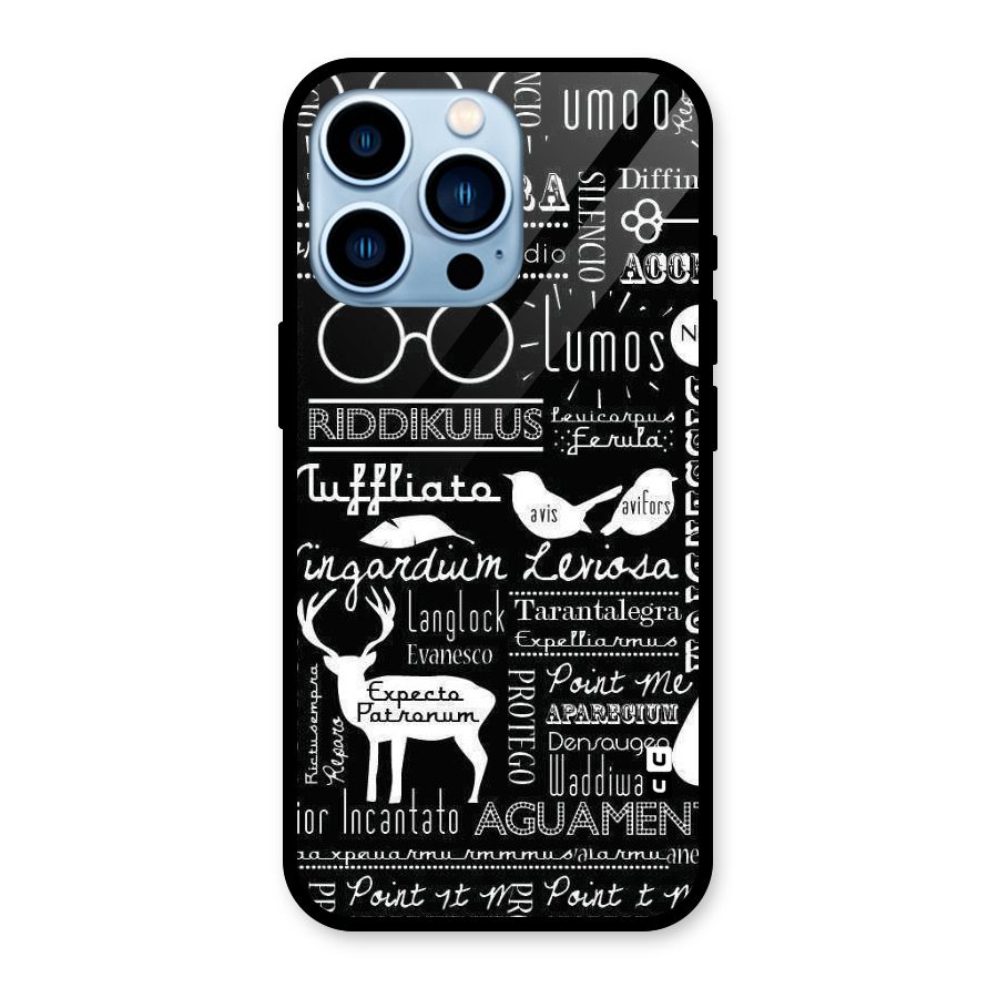 Deer Key Spell Glass Back Case for iPhone 13 Pro