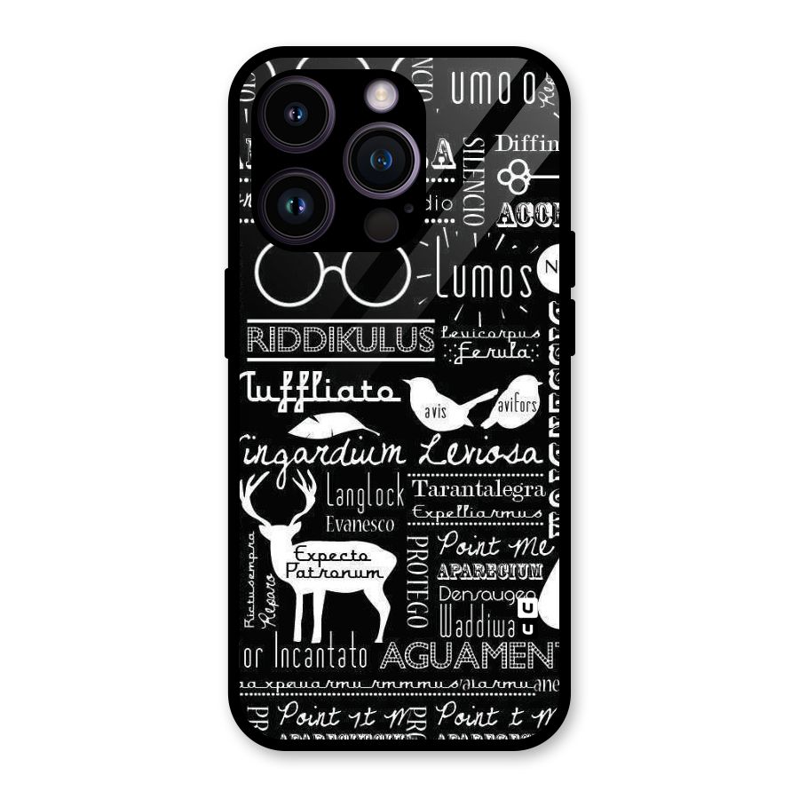 Deer Key Spell Glass Back Case for iPhone 14 Pro