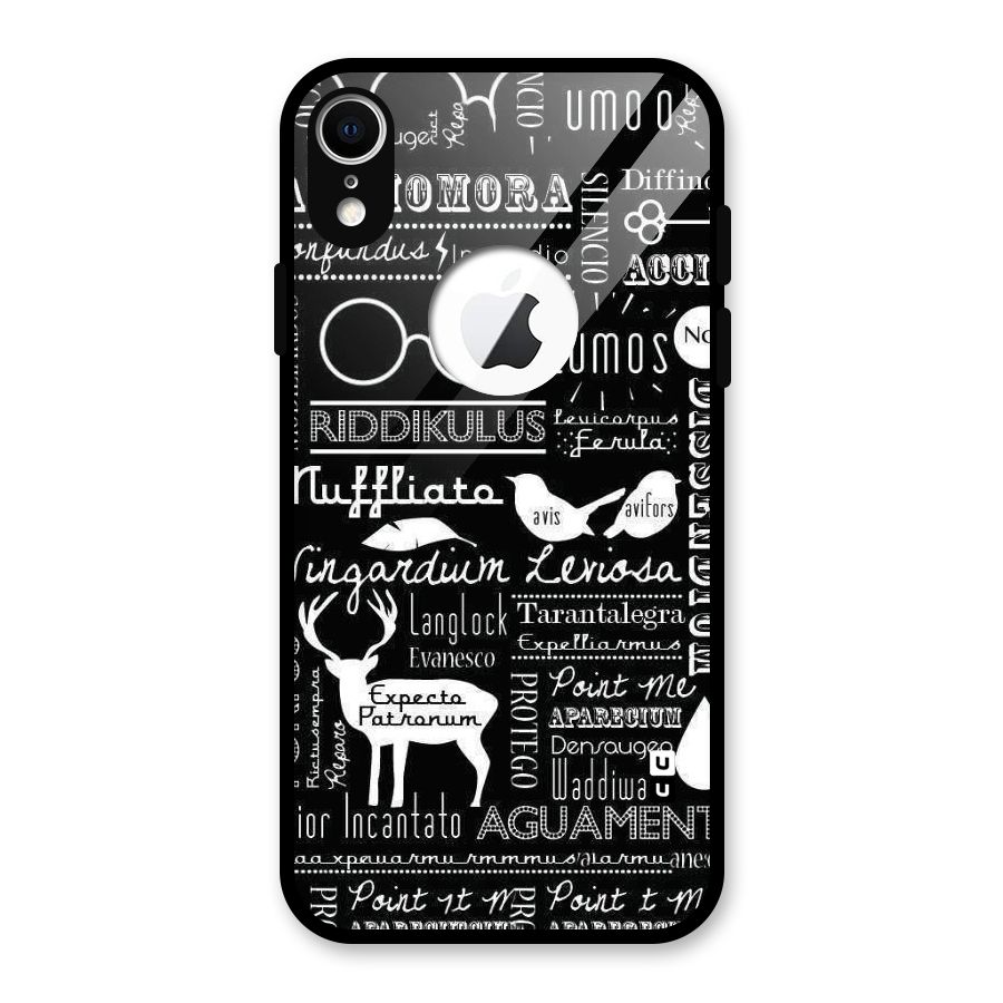 Deer Key Spell Glass Back Case for iPhone XR Logo Cut