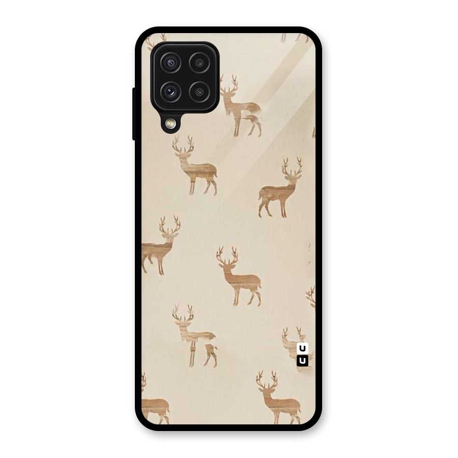 Deer Pattern Glass Back Case for Galaxy A22 4G