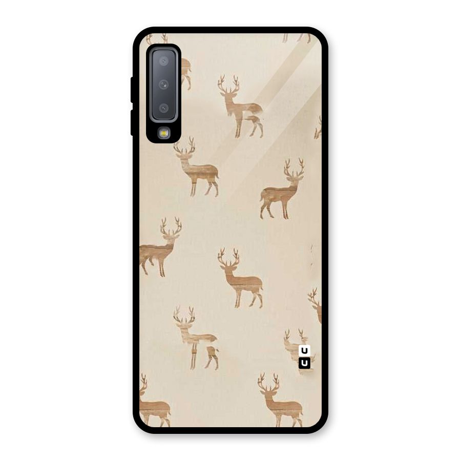 Deer Pattern Glass Back Case for Galaxy A7 (2018)