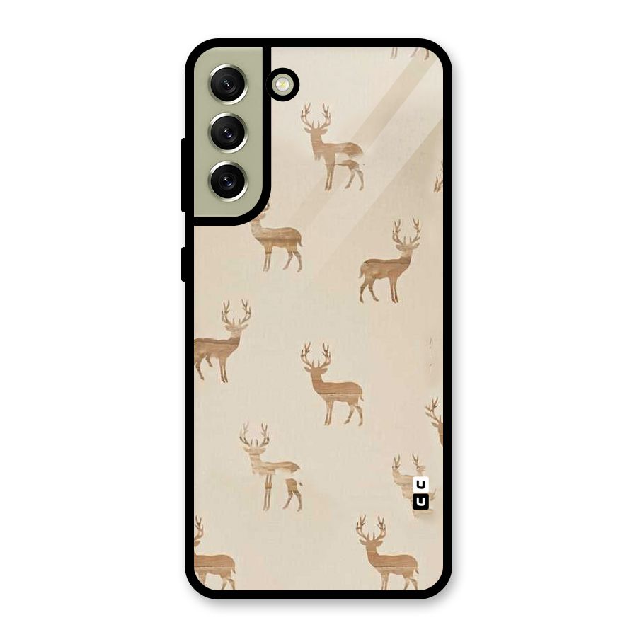 Deer Pattern Glass Back Case for Galaxy S21 FE 5G
