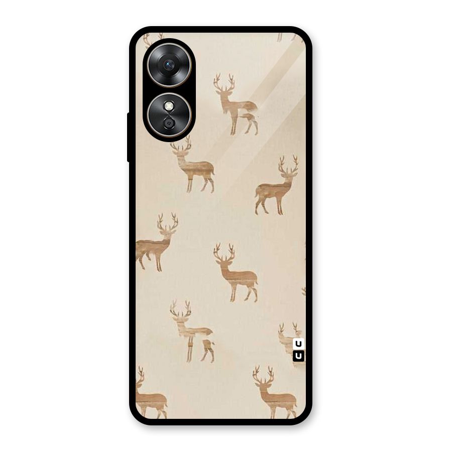 Deer Pattern Glass Back Case for Oppo A17