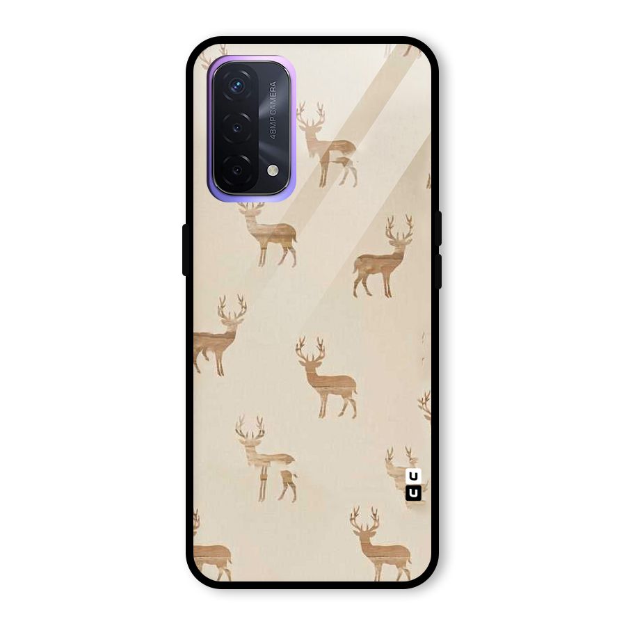 Deer Pattern Glass Back Case for Oppo A74 5G