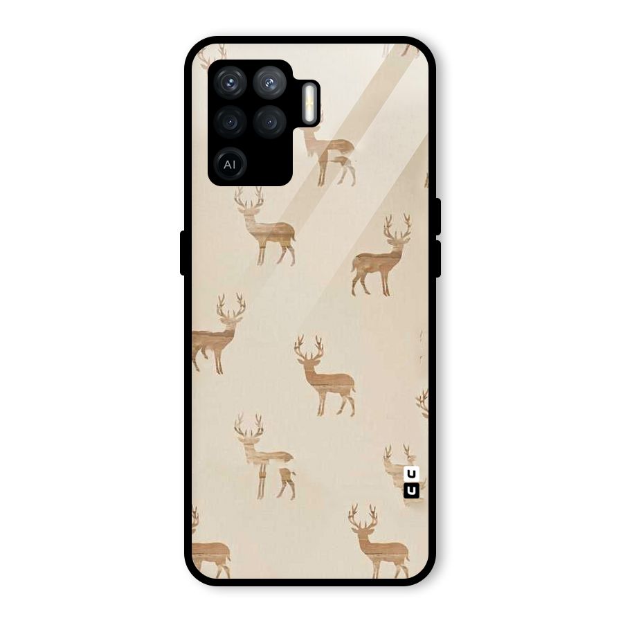 Deer Pattern Glass Back Case for Oppo F19 Pro