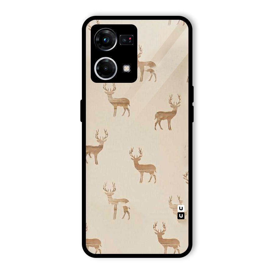 Deer Pattern Glass Back Case for Oppo F21s Pro 4G
