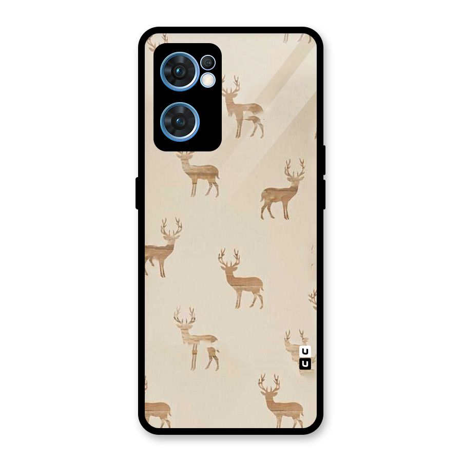 Deer Pattern Glass Back Case for Oppo Reno7 5G