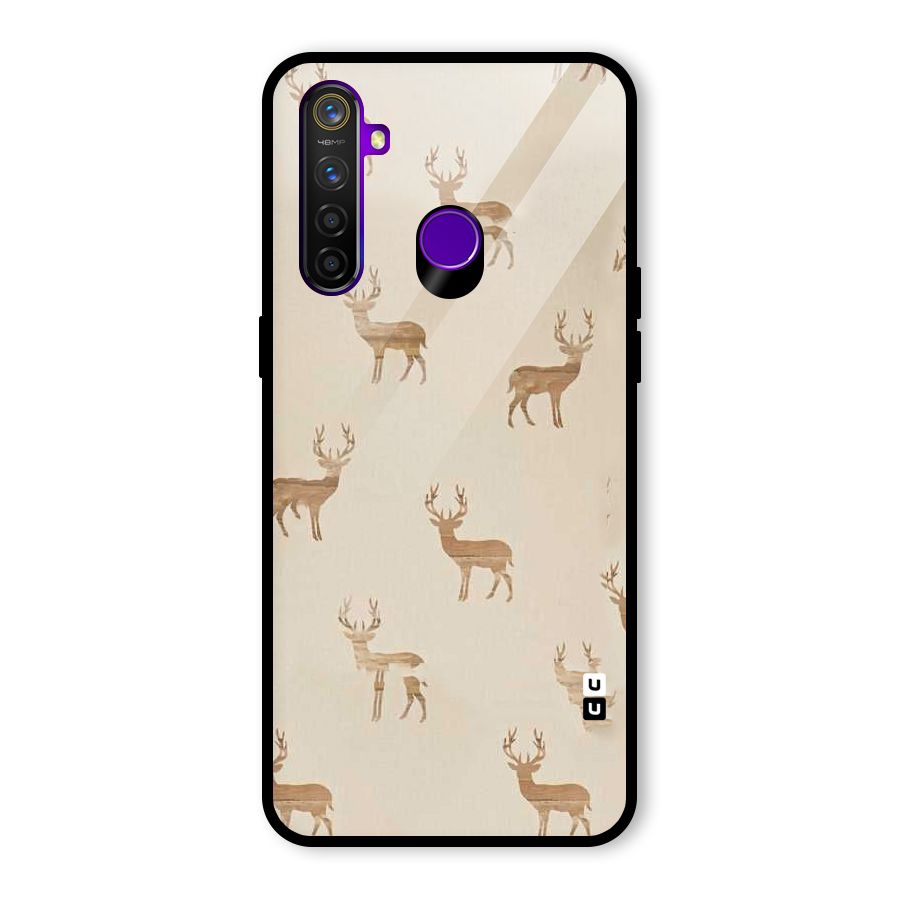 Deer Pattern Glass Back Case for Realme 5 Pro