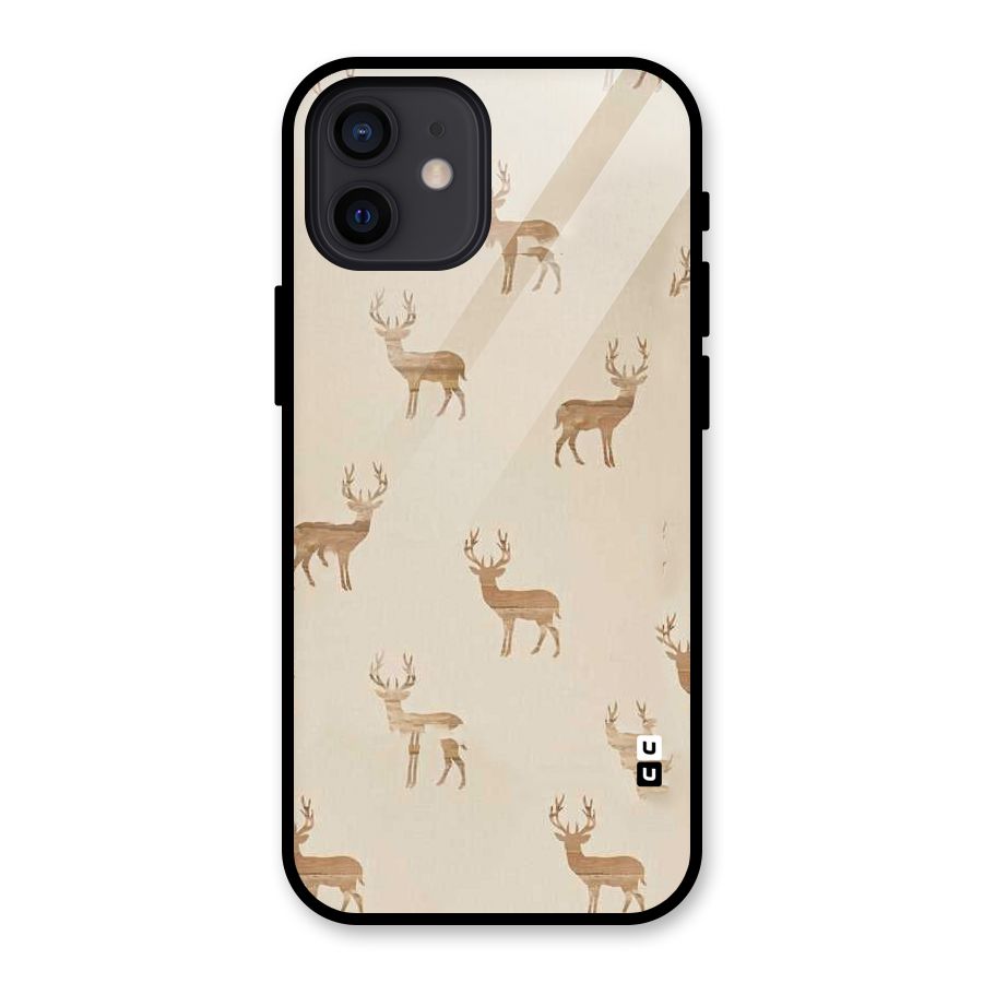 Deer Pattern Glass Back Case for iPhone 12
