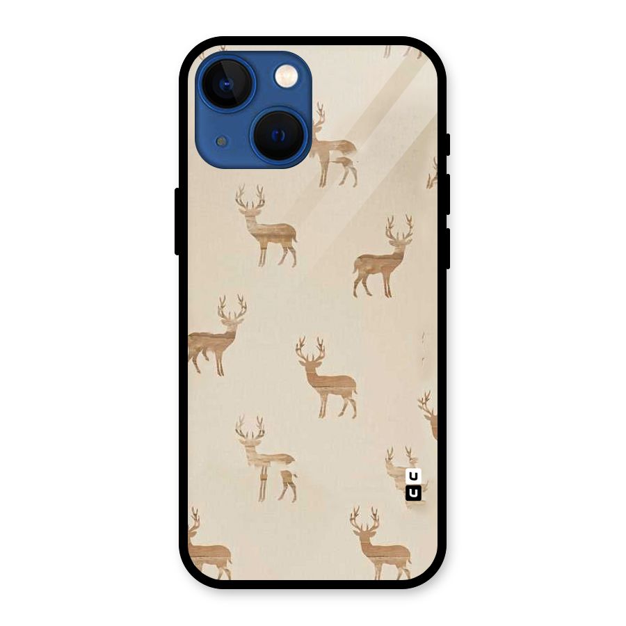 Deer Pattern Glass Back Case for iPhone 13 Mini