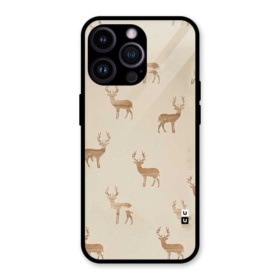 Deer Pattern Glass Back Case for iPhone 14 Pro Max