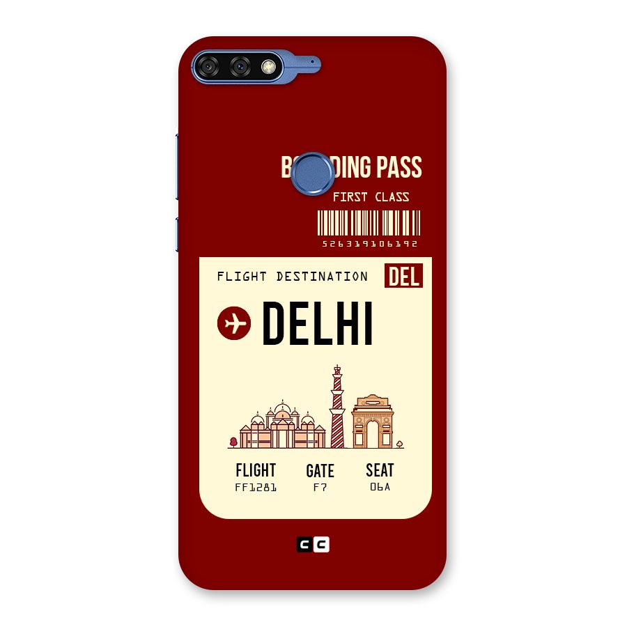 Delhi Boarding Pass Back Case for Honor 7C