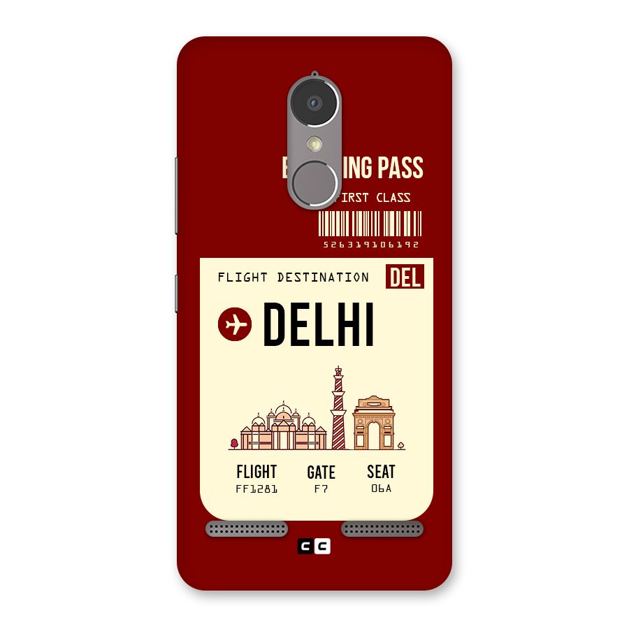 Delhi Boarding Pass Back Case for Lenovo K6