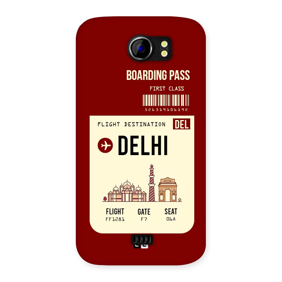 Delhi Boarding Pass Back Case for Micromax Canvas 2 A110