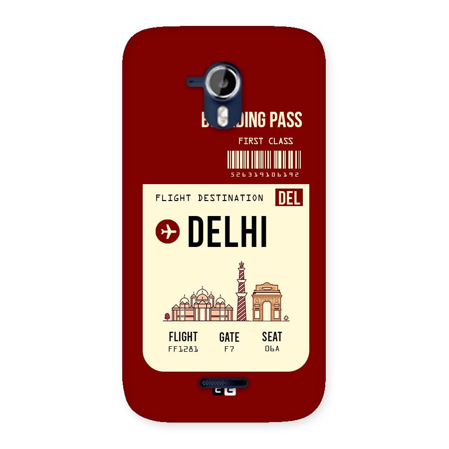 Delhi Boarding Pass Back Case for Micromax Canvas Magnus A117