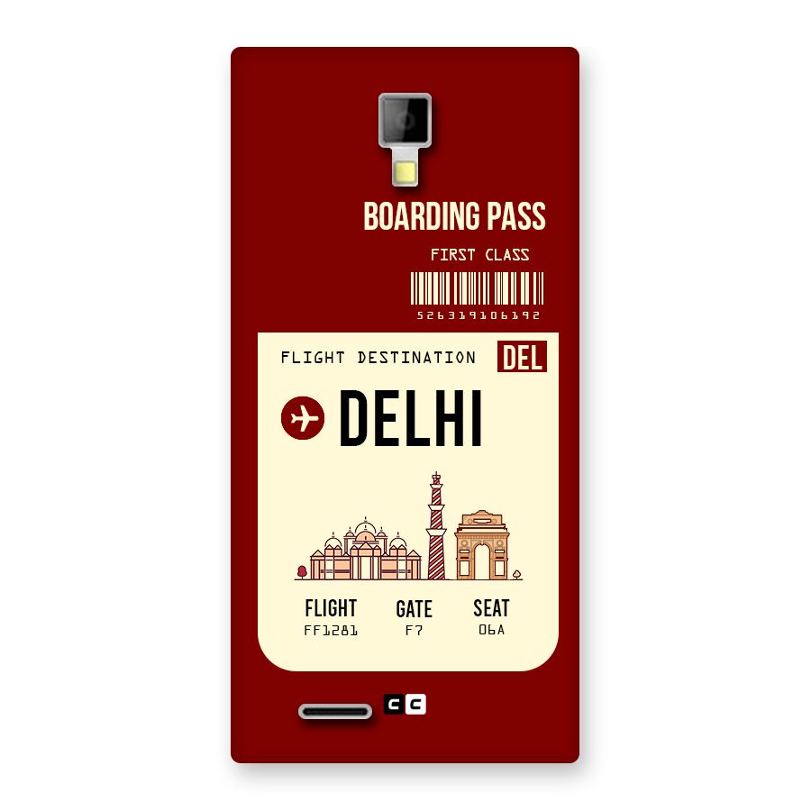 Delhi Boarding Pass Back Case for Micromax Canvas Xpress A99