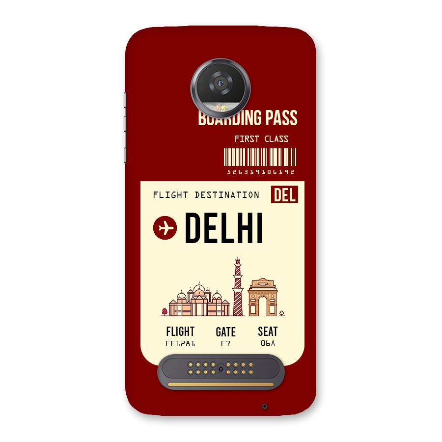 Delhi Boarding Pass Back Case for Moto Z2 Play