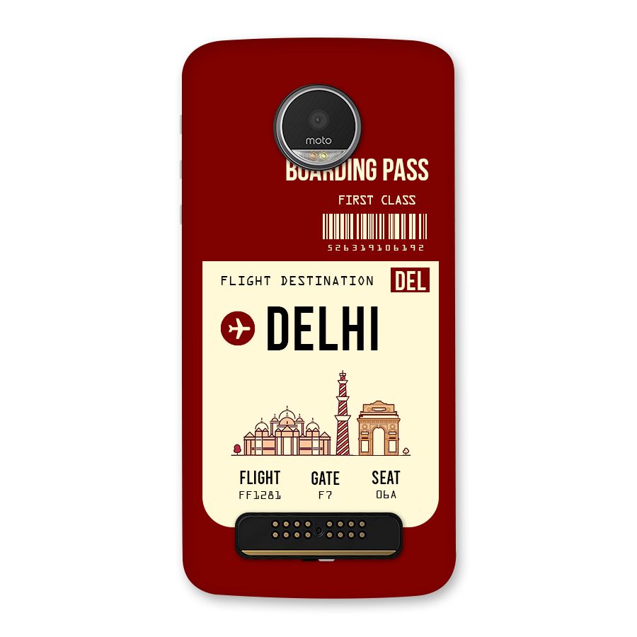 Delhi Boarding Pass Back Case for Moto Z Play