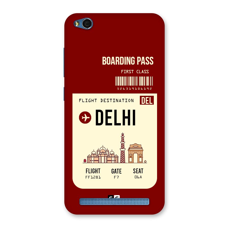 Delhi Boarding Pass Back Case for Redmi 5A