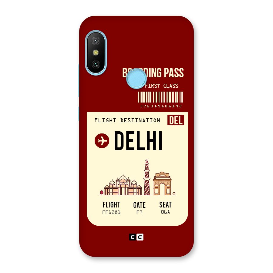 Delhi Boarding Pass Back Case for Redmi 6 Pro