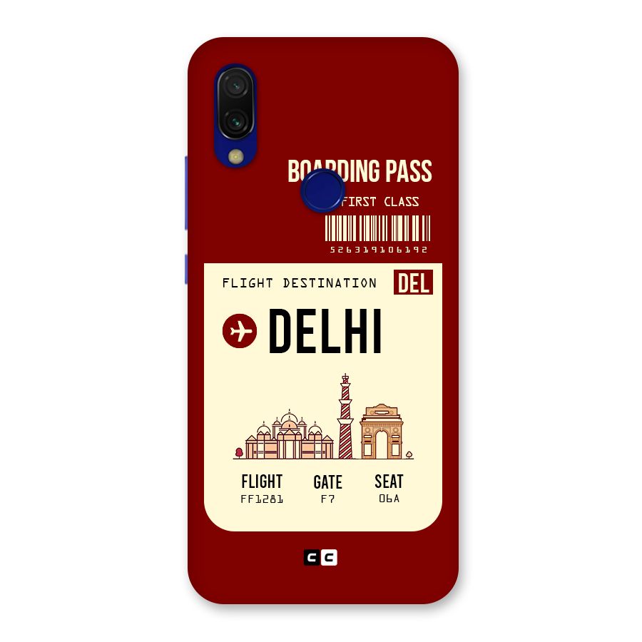 Delhi Boarding Pass Back Case for Redmi 7
