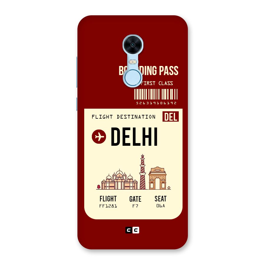 Delhi Boarding Pass Back Case for Redmi Note 5