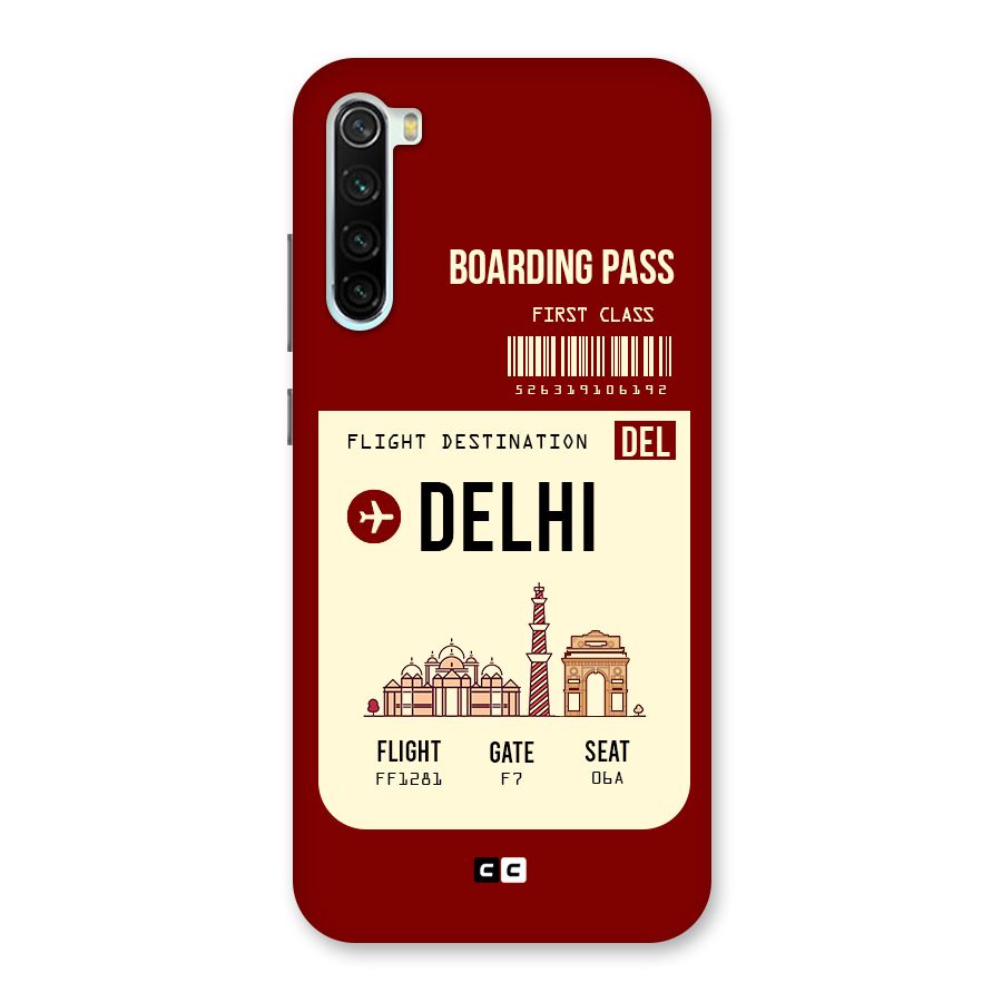 Delhi Boarding Pass Back Case for Redmi Note 8