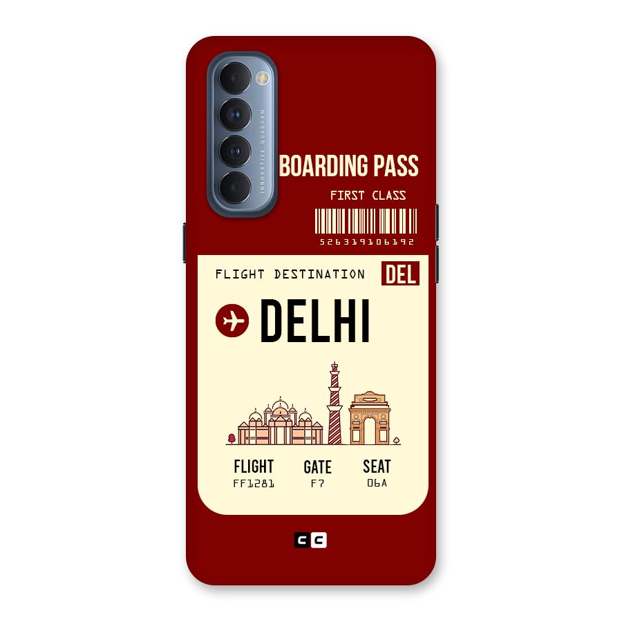 Delhi Boarding Pass Back Case for Reno4 Pro