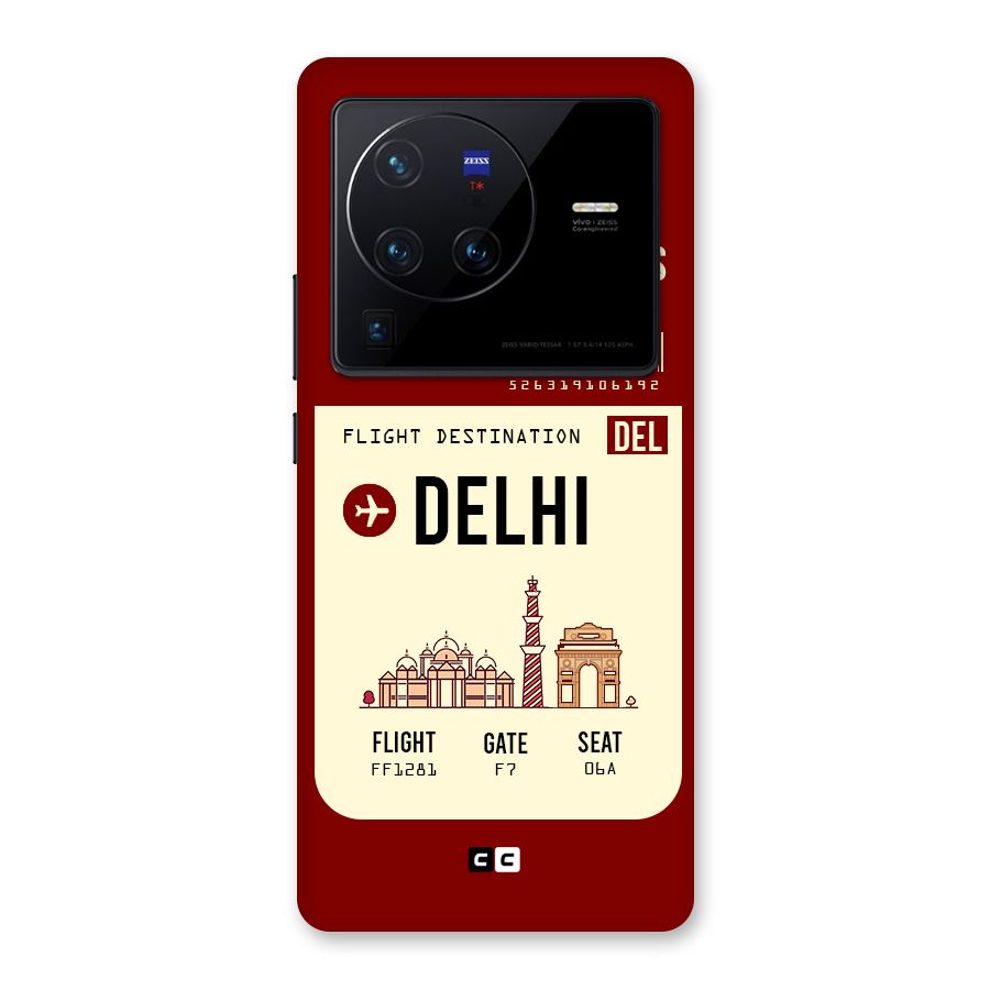 Delhi Boarding Pass Back Case for Vivo X80 Pro