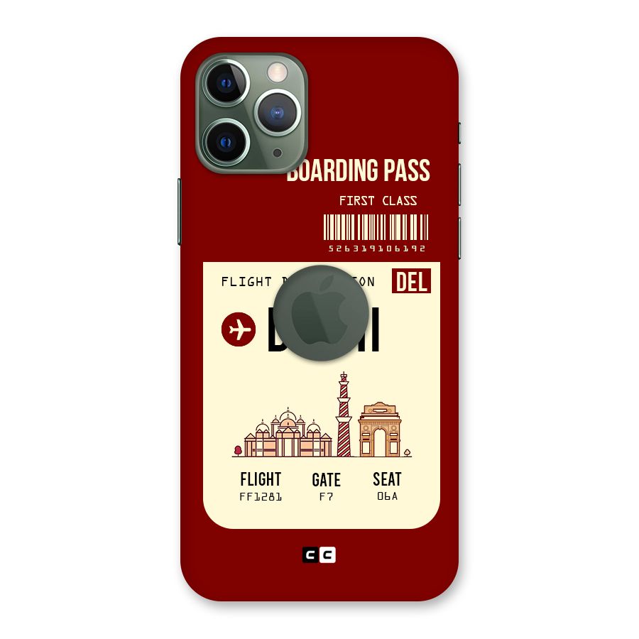 Delhi Boarding Pass Back Case for iPhone 11 Pro Logo  Cut