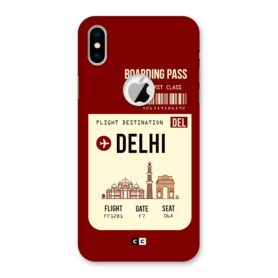 Delhi Boarding Pass Back Case for iPhone X Logo Cut