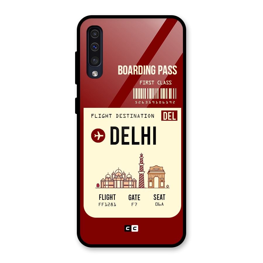 Delhi Boarding Pass Glass Back Case for Galaxy A50