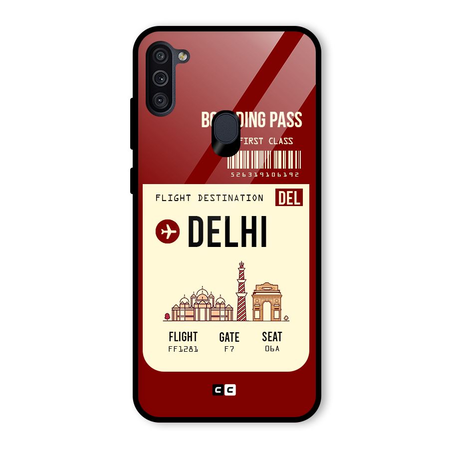 Delhi Boarding Pass Glass Back Case for Galaxy M11
