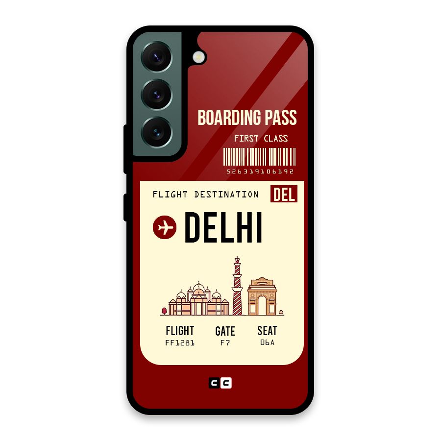 Delhi Boarding Pass Glass Back Case for Galaxy S22 5G