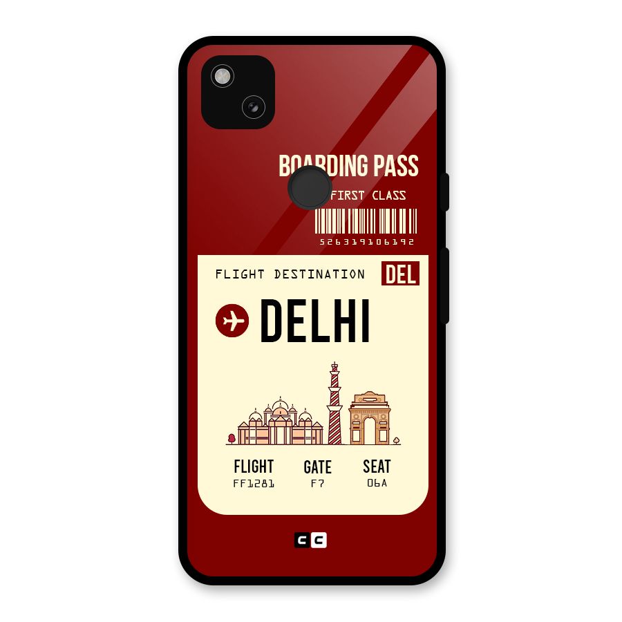 Delhi Boarding Pass Glass Back Case for Google Pixel 4a