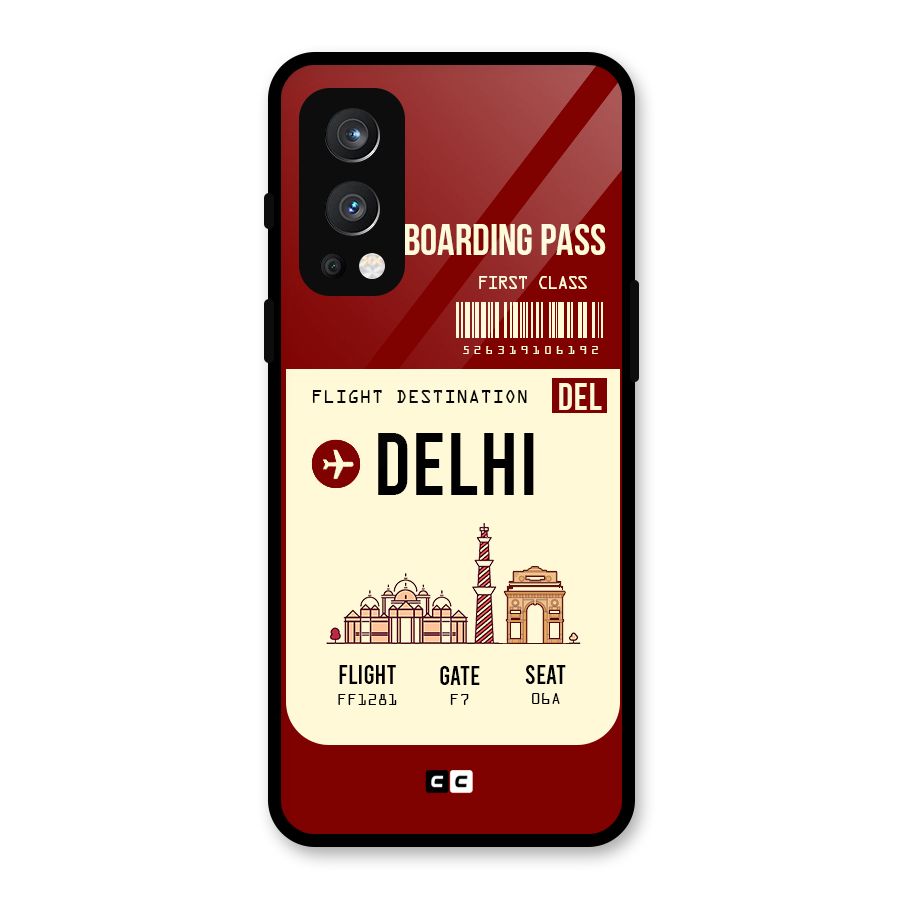 Delhi Boarding Pass Glass Back Case for OnePlus Nord 2 5G