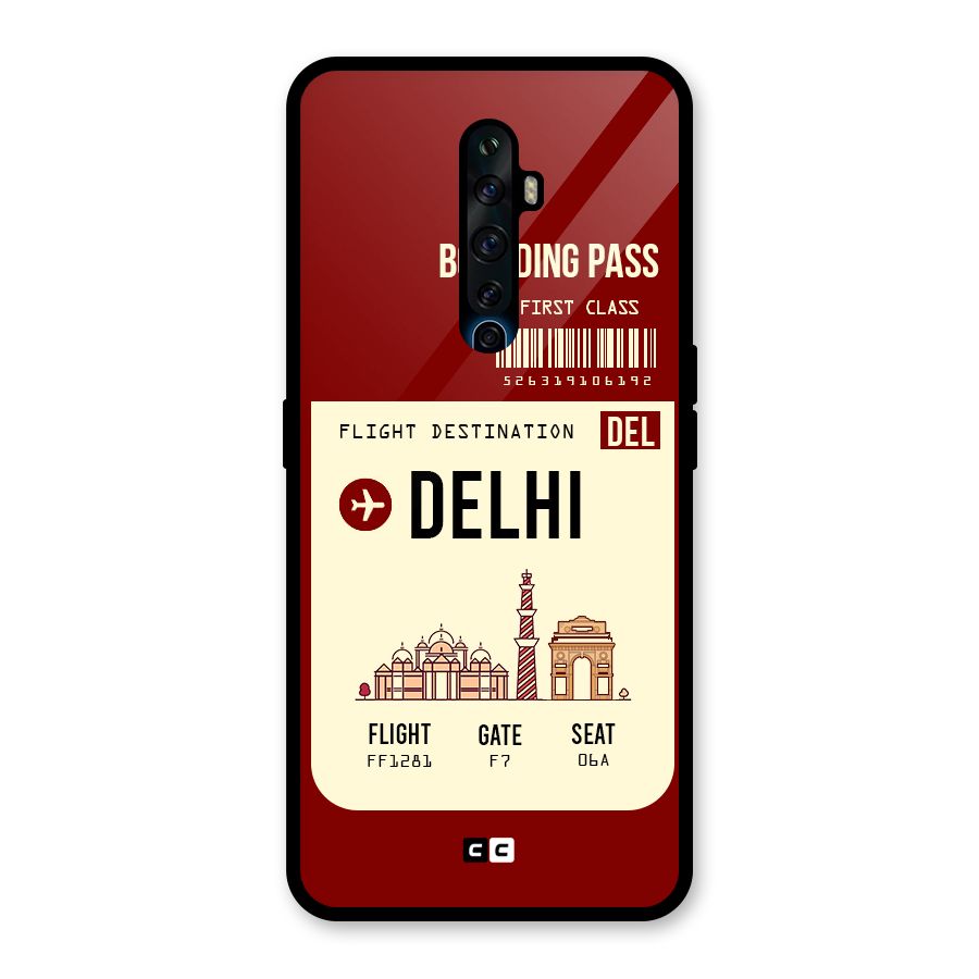 Delhi Boarding Pass Glass Back Case for Oppo Reno2 F