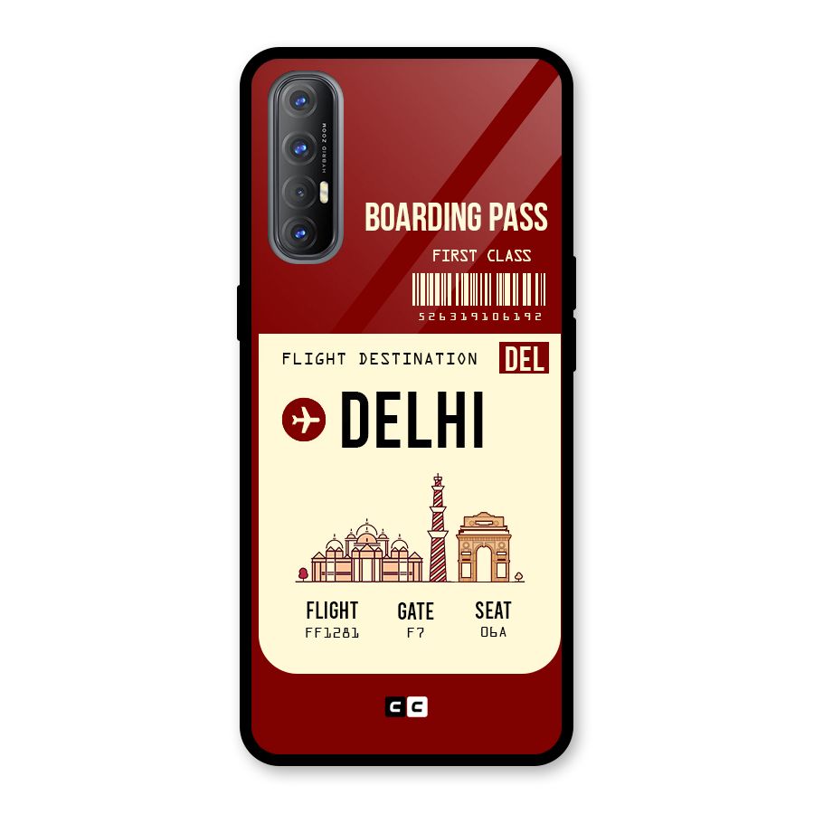 Delhi Boarding Pass Glass Back Case for Oppo Reno3 Pro