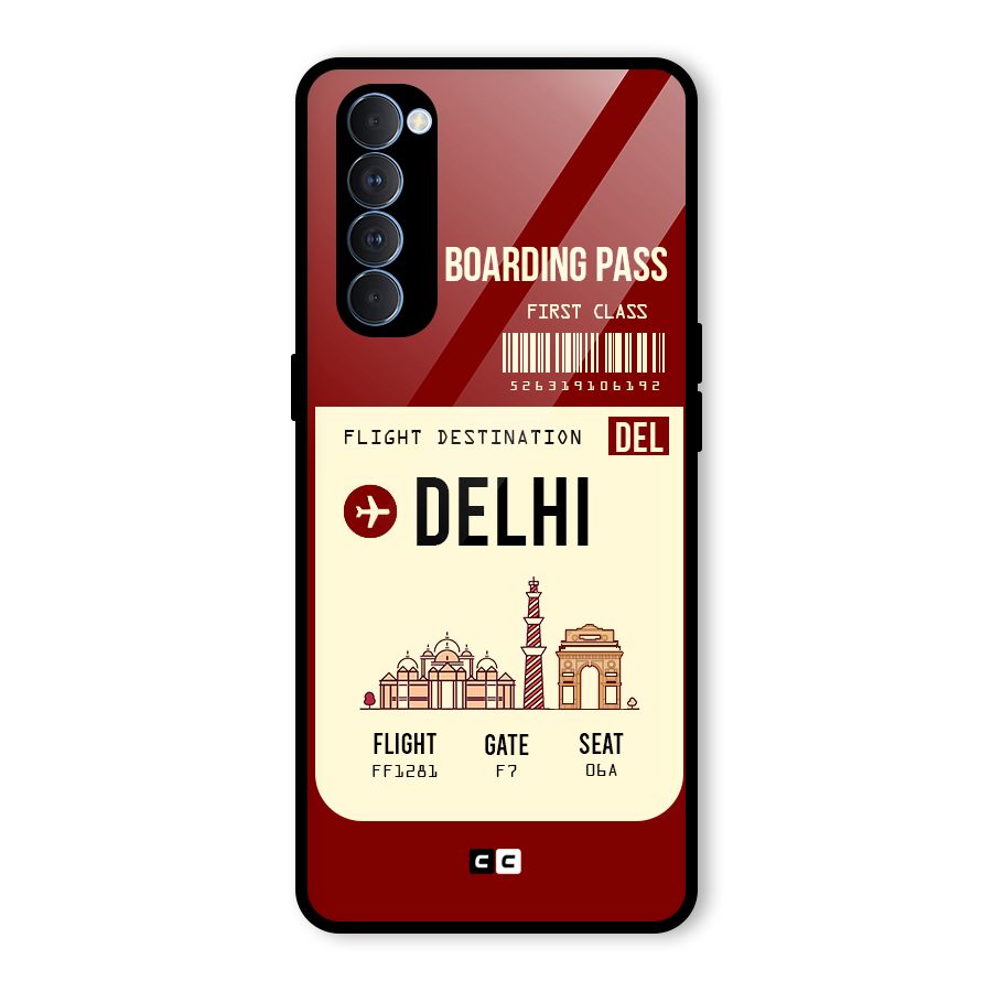Delhi Boarding Pass Glass Back Case for Oppo Reno4 Pro
