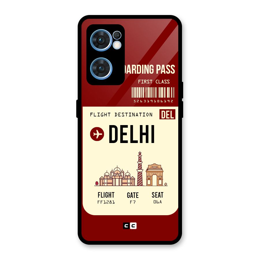 Delhi Boarding Pass Glass Back Case for Oppo Reno7 5G