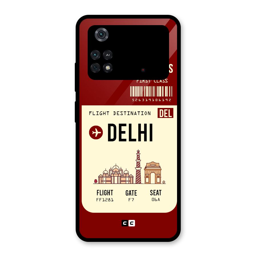 Delhi Boarding Pass Glass Back Case for Poco M4 Pro 4G