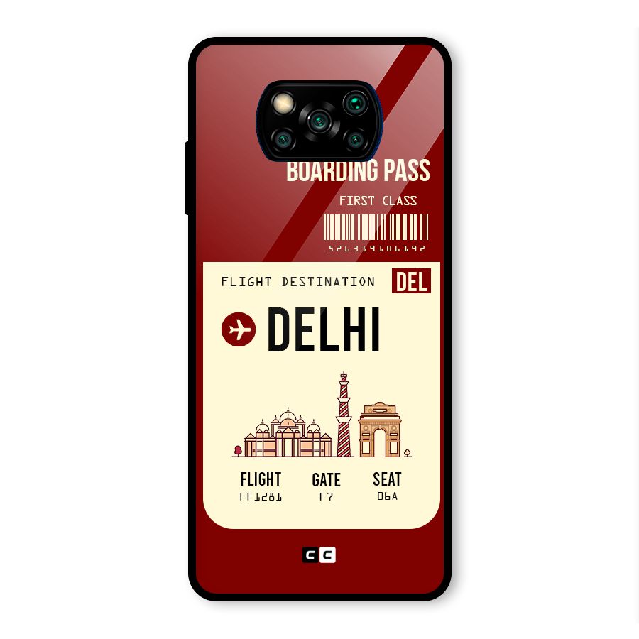 Delhi Boarding Pass Glass Back Case for Poco X3 Pro