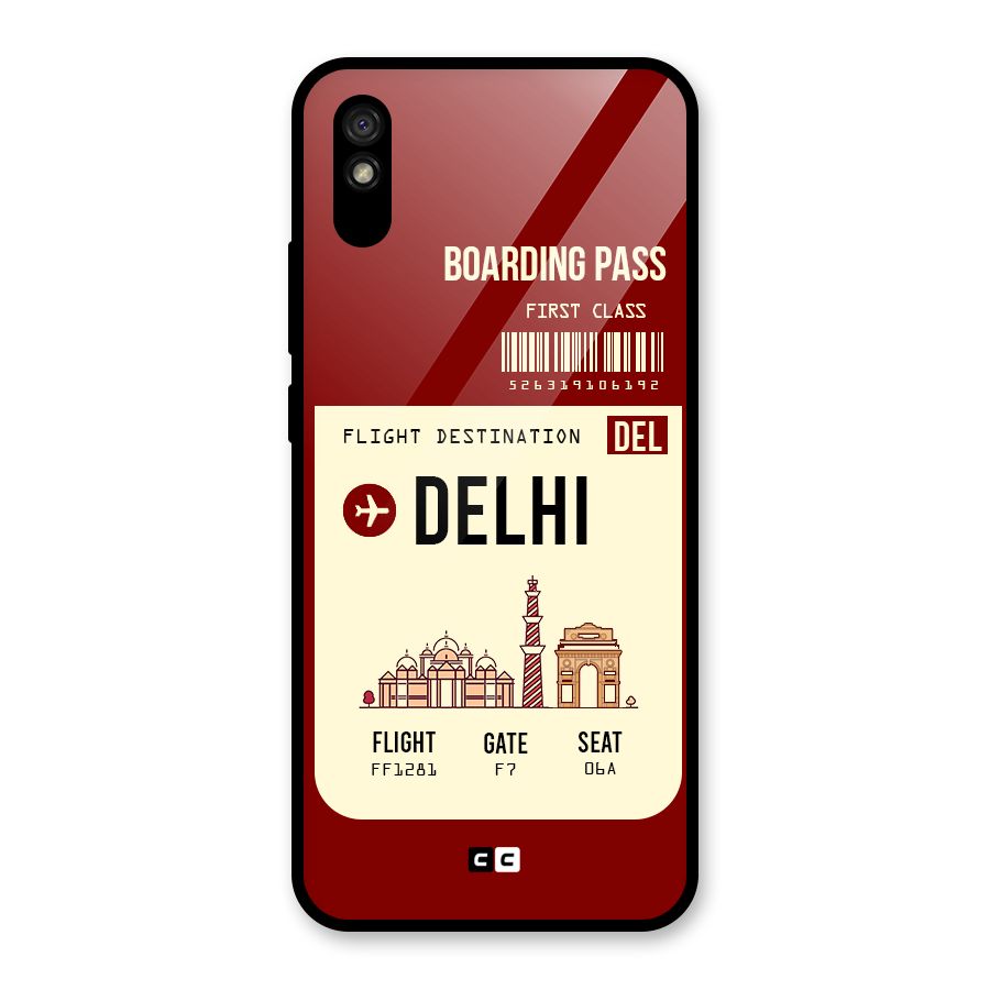 Delhi Boarding Pass Glass Back Case for Redmi 9i