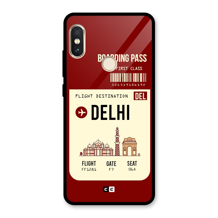 Delhi Boarding Pass Glass Back Case for Redmi Note 5 Pro